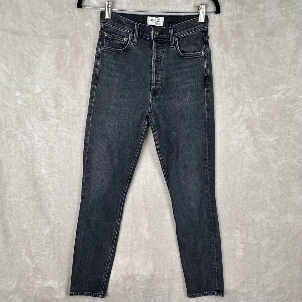Agolde Jeans Womens 25 Black Nico High Rise Button Fly Stretch Skinny Denim